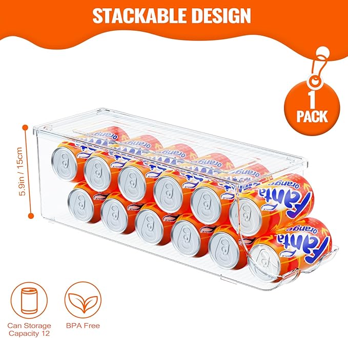 SCAVATA 2 Pack Skinny Can Organizer & Soda Can Organizer for Refrigerator