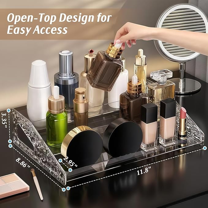 2 Pack Perfume Organizer- 3 Tier Cologne Stand Clear Plastic Cologne Organizer for Men/Women Fragrance, Lotion, Skincare Display Holder Shelf(Clear)