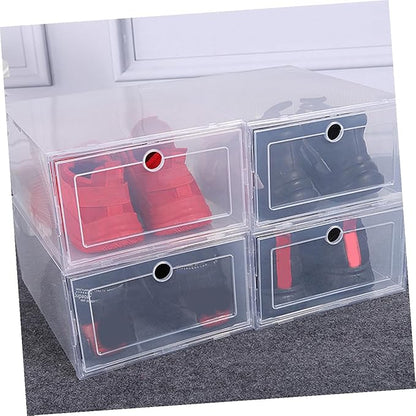 4Pcs Transparent Stackable Shoe Boxes PP Plastic Storage Containers for Closet and Hallway Organization Space-saving Shoe Organizer with High Load Capacity for Home Use