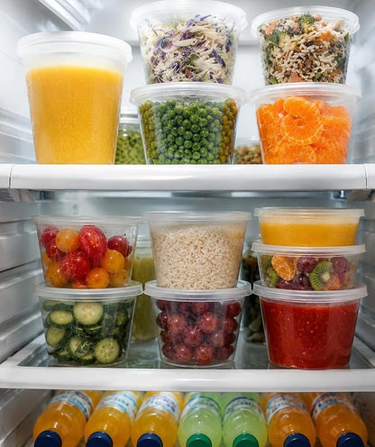 Healthy Packers Food Storage Containers with Airtight Lids - Clear Plastic Food Storage Jars - BPA Free| Leakproof - Microwaveable - Reusable - Dishwasher & Freezer Safe (8oz, 16oz, 32oz) 36 Pack
