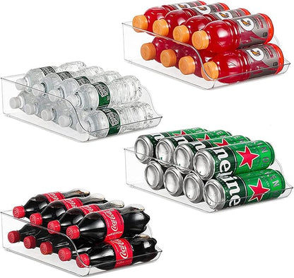 Water Bottle Organizer for Refrigerator, Pantry Organization and Storage Bins, Drink Dispenser for Fridge, Pop Soda Can Holder, Clear Plastic Beverage Rack, Kitchen Cabinets Food Container, Pack of 2
