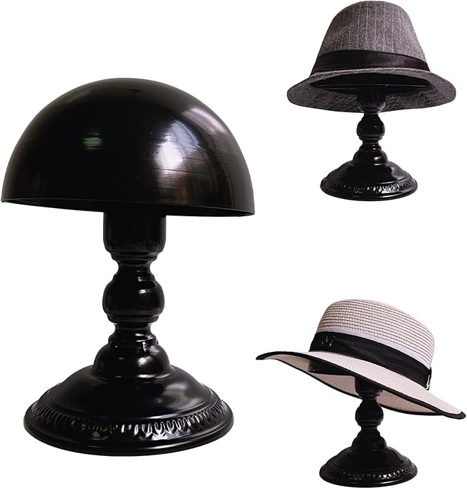 CHADWICK Hat Stand Vintage Style Dome Shape Freestanding Hat Stands for Display Metal Hat Display Stand Cowboy Hat Rack Wig Holder Hat Rack Stand Helmets Wigs Hats Caps Stand (Black)