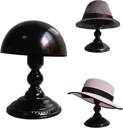 CHADWICK Hat Stand Vintage Style Dome Shape Freestanding Hat Stands for Display Metal Hat Display Stand Cowboy Hat Rack Wig Holder Hat Rack Stand Helmets Wigs Hats Caps Stand (Black)