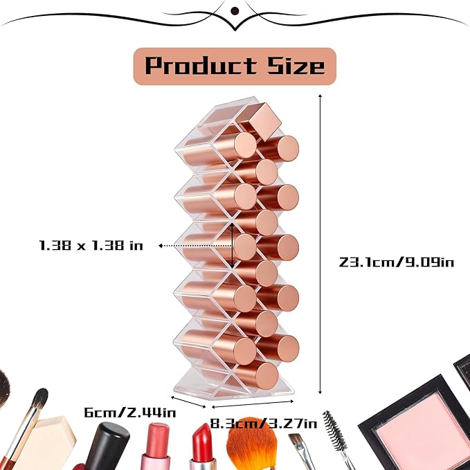 Lipstick Organizer Holder 16 Spaces Fish Shape Cosmetic Lip Gloss Organizers for Countertop Clear Acrylic Makeup Perfume Storage Drawer Bathroom Novelty Desk Decor Vanity Display for Girls Women(2PCS)