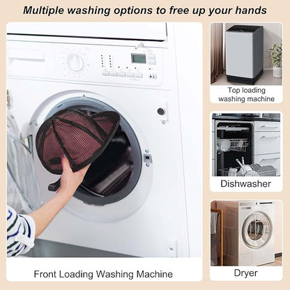 [2 Pack] Hat Washer Cage, Baseball Cap Protector Cover for Washing Machine and Dishwasher, Durable Frame and Mesh Net Keep Your Caps in Shape, Ideal for Adults and Kids Ball Caps, Black