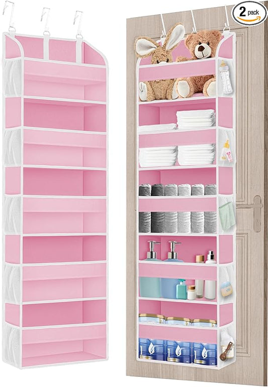 TAHAVICE 2 Pack Over The Door Storage Organizer with 5 Pockets 10 Mesh Pockets, 44 lbs Weight Capacity Door Hanging Organizers and Storage for Bedroom,Bathroom,Nursery,Kidroom,Babyroom