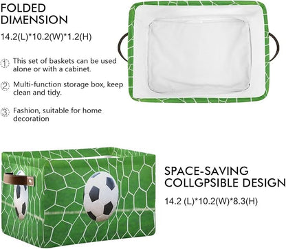 Sports Kids Large Shelf Storage Bin With Handles - Foldable Fabric Toy Organizer and Clothes Basket for Nursery and Bedroom