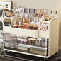 Makeup Organizer with 2 Drawers, Cosmetic Display Case, Storage Holder for Vanity, Bathroom Counter, Desk, Beauty Supplies (Cream)