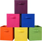Stero Fabric Storage Bins 6 Pack Fun Colored Durable Storage Cubes with Fabric Handles Foldable Cube Baskets for Home, Kids Room, Closet and Toys Organization Multi Colors-1