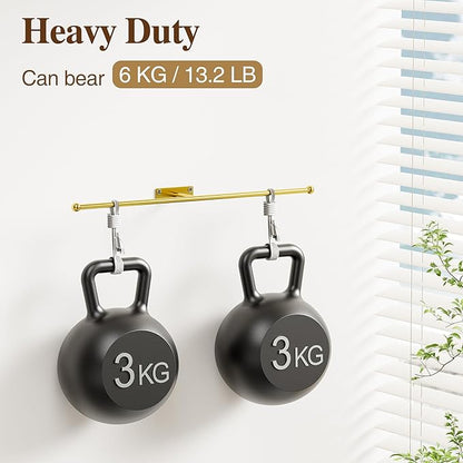 Wall Hanging Jewelry Organizer: 12.6'' Necklace Holder for Earring, Bracelet, Rings, Hairband, Glasses, Gold 2-Pack, Screws Included