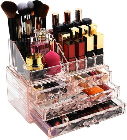ZHIAI Stackable cosmetic organizer with drawers, easy to organize cosmetic products accessories Suitable for vanity, toilet, bathroom and bedroom organization and storage