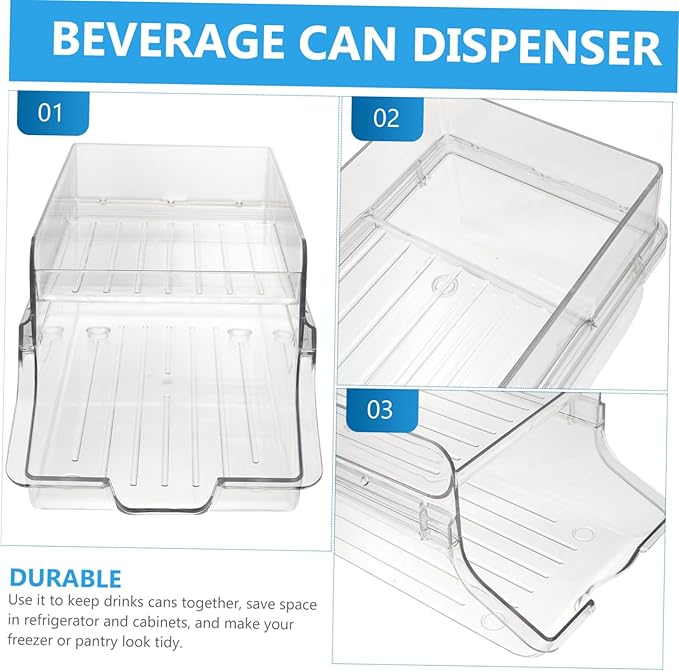Soda Can Organizer for Fridge Transparent Beverage Holder Space-saving Drink Dispenser for Refrigerator and Pantry Storage