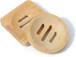 Ymapinc 2-Pack Natural Bamboo Soap Holder, Round+Square Bamboo Soap Dish & Shower Steamer Holder, Wood Tray for Home Shower Bathroom