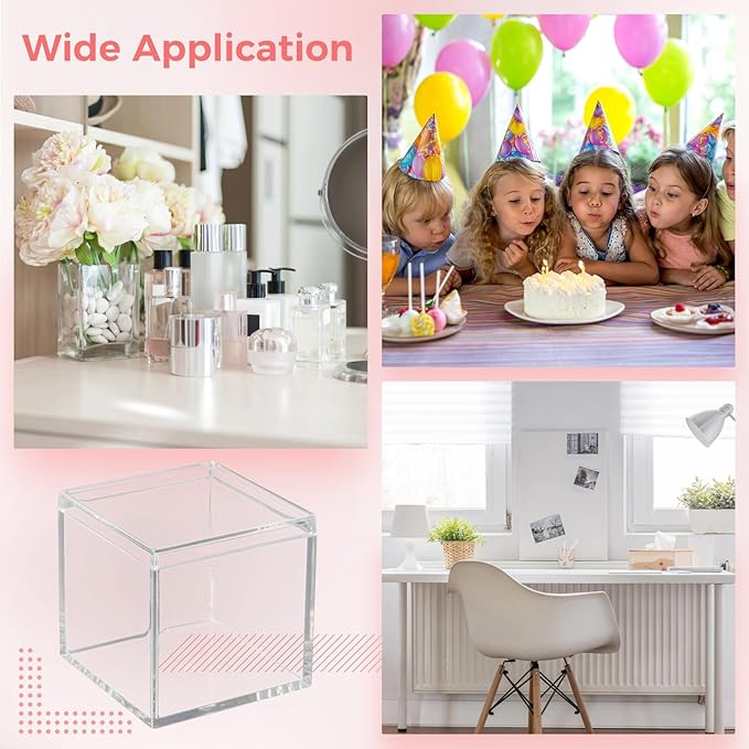 40 Pcs Acrylic Boxes - Clear Small Square Display Boxes, 2.2 x 2.2 x 2.2 in, With Lids for Candy, Pill, Earring, Jewelry, Tiny Beads