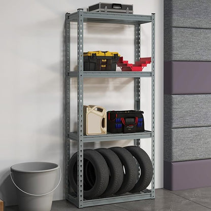Goplus 4-Tier Metal Shelving Unit, 4 Pack Heavy Duty Wire Storage Rack with Anti-Slip Foot Pads, Height Adjustable Shelves for Warehouse, Kitchen, Living Room, Garage, 12" D x 27.5" W x 60" H