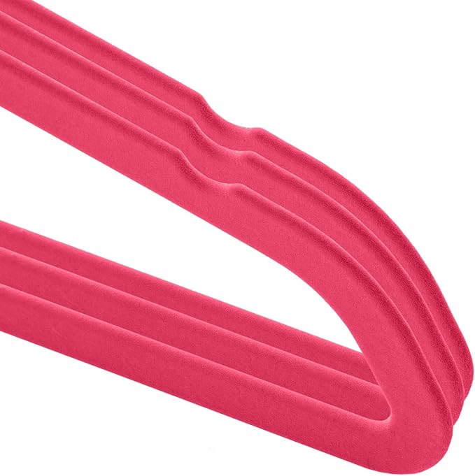 Casafield 50 Velvet Kid's Hangers - 14" Size for Children's Clothes - Pink