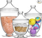 Acrylic Apothecary Jars with Lids, 3-Piece Vanity Organizer Canisters, Storage Container Jars for Bathroom, Laundry Room, Kitchen, Candy Buffet