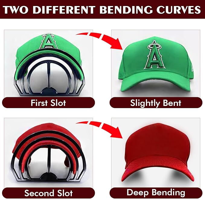 Cap Brim Bender 4PCS Baseball Hat Curving, Hat Shaper for Fitted Hats, Trucker Cap, Flat Brim, Perfect Curve Bender,Accessories for Women and Men (Black)
