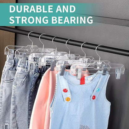 Clear Plastic Skirt & Pants Hangers 20 Pack, Clips Hanger for Pants, with Strong Metal Clips, Skirts, Trunks, Acrylic Hangers, Heavy Duty Vics 5131 Apparael Store Hangers