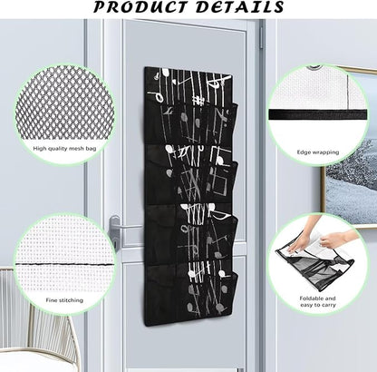Hanging Storage Shoe Pack for Closet 12 Mesh Pockets Over The Door Wall Closet Holder for Sundries Clothes Boots Toys,Music Note