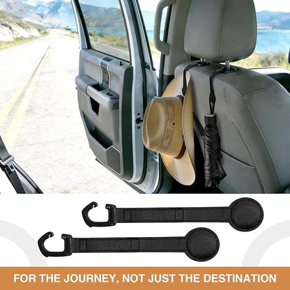 2-Pack Magnetic Cowboy Hat Holder for Truck, Leather Hat Rack Clip for Car Headrest, Travel Hat Hanger Organizer, Strong Grip Keeps Shape, Space-Saving Car Accessories ﻿