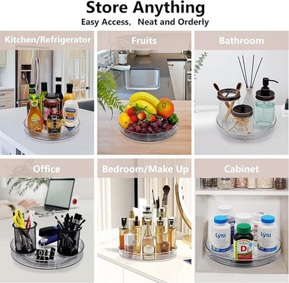 Amolliar Lazy Susan Organizer, 9" 2Pack, Rotating Turntable for Cabinet, Kitchen, Fridge, Bathroom, Vanity, Makeup, Pantry Organizer Storage, Spice Rack Container for Condiment, Under Sink Organizer