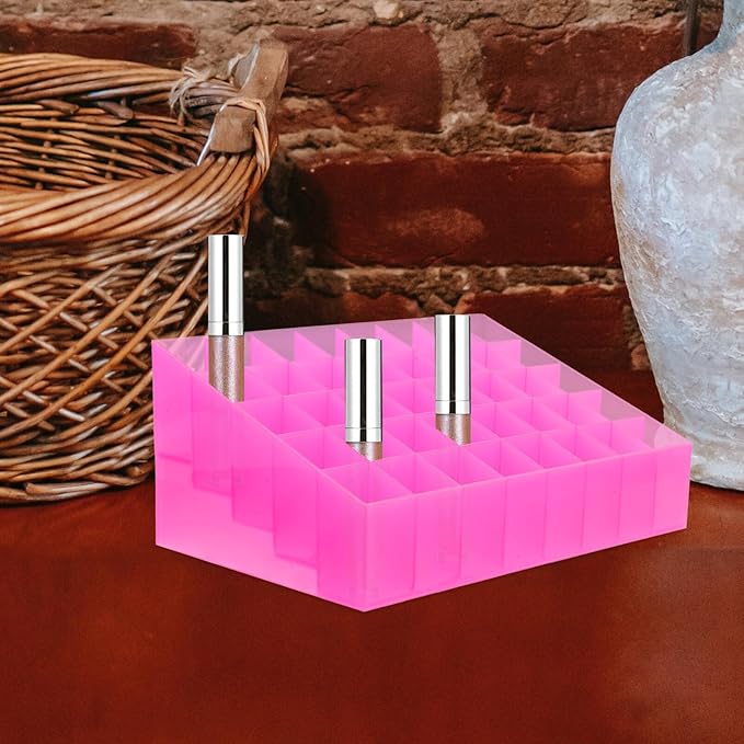 Cabilock 2pcs Slots Lipstick Storage Organizer Creative Cosmetic Holder for Home Shop Space-saving Makeup Desk Display for Lipsticks Jewelry Essentials