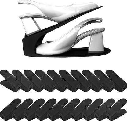 One-Piece Shoe Slot Organizer 20 Pack, Space-Saving Stackers for Closet, Entryway & Shoe Rack | No Assembly Needed
