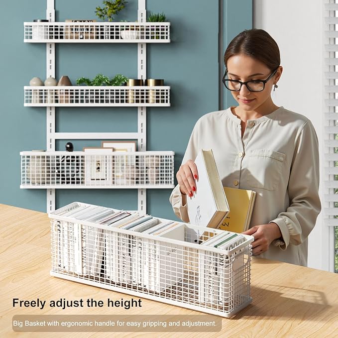 Bunoxea 6-Tier Over The Door Pantry Organizer,Hanging Spice Rack,Over Door Adjustable Basket with Handle,Pantry Organization And Storage, Laundry Room,Bathroom,Large Capacity,D5.3xW15.7xH60.9in
