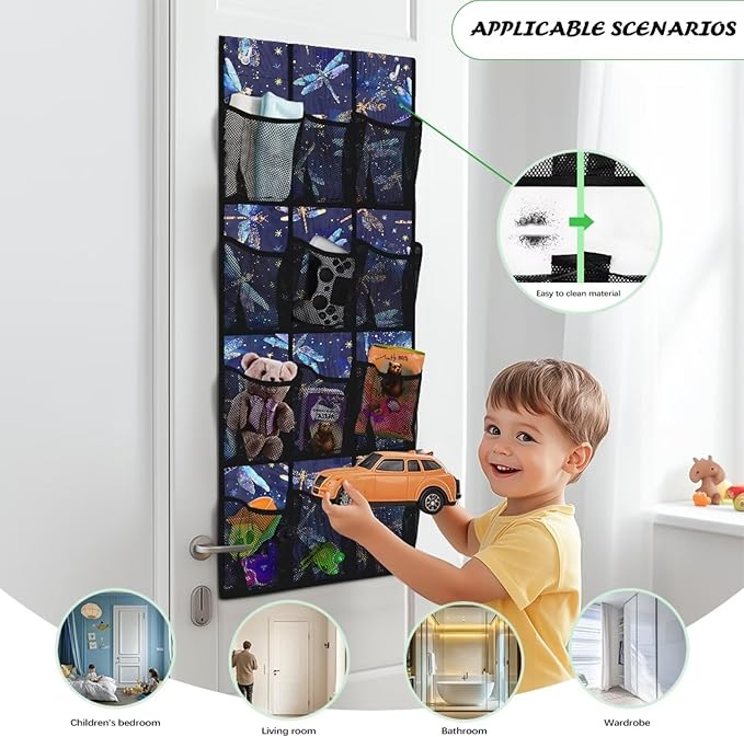 Dragonflies Over The Door Shoe Organizer Mesh Pockets Door Hanging Shoe Organizer for Dorm Room 12 Pockets Wall Hanging Storage