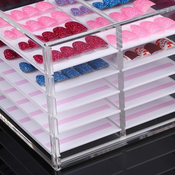 10 Layers Nail Art Extensions Storage Organizer,Cosmetic Makeup Container Box,Clear Case Cabinet Display for Nail Supplies Artists,Home & Nail Salon (10 Layers for Nail)