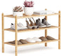 Dranixly Shoe Rack, 3-Tier Bamboo Stackable Shelf Storage Organizer, Stand for Closet, Entryway, Hallway, Bathroom and Living Room（Natural）