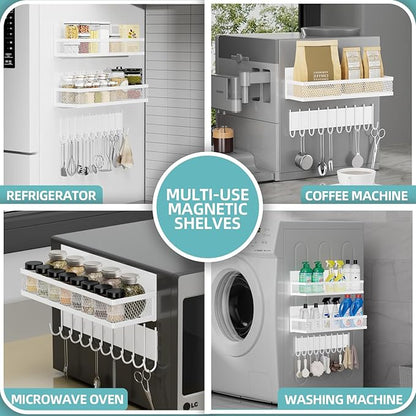 Magnetic Spice Rack for Refrigerator, 3 Pack Magnetic Shelf for Refrigerator, Movable Magnetic Basket is Used for Side Storage in Ovens, Microwaves, or Washing Machines