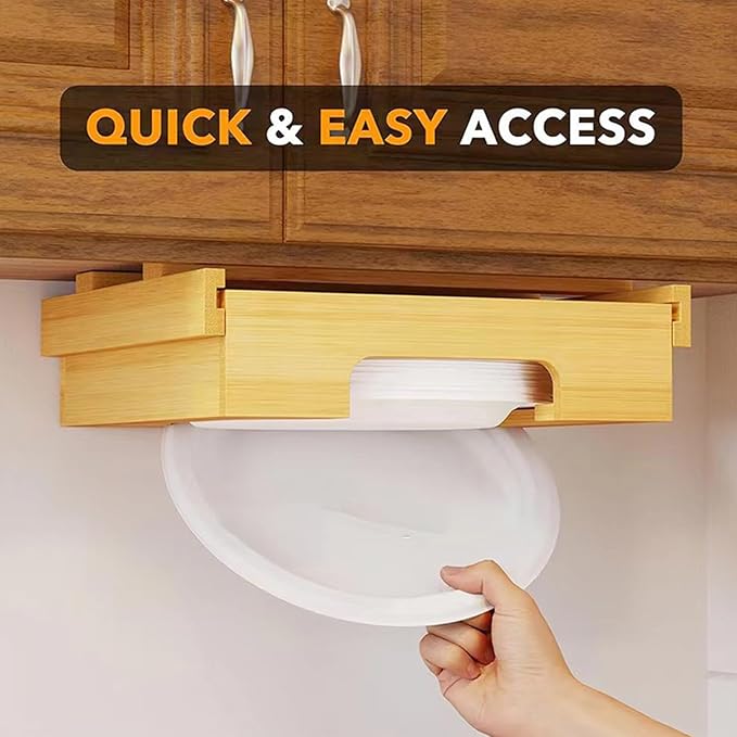 Wall Mounted Paper Plate Storage Rack Practical Under Cabinets Dish Efficient Kitchenwares Decorations