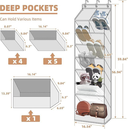 STORAGE MANIAC Over the Door Shoe Organizer Heavy-Duty Large Deep Pocket Hanging Shoe Organizer Shoe Rack Door Closet Shoe Organizer for Wall, Dorm & Narrow Door Storage Shoe Holder Grey, 2 Pack