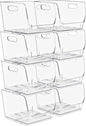 Sorbus Stackable Storage Bins Open Front, Clear Stackable Storage Bins, Pantry Bins for Storage and Organization, Acrylic Stackable Bins for Kitchen, Clear Pantry Organizer Bins (Medium Sqware 8 Pack)