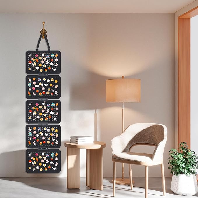 Hanging Enamel Pin Collection Display Panel, Detachable Brooch Pin Pages with 5 Loose leaf Board Pieces Badge Collection Display Holder Enamel Pin Organizer Display Case at Least 180 Pins