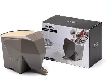 PELEG DESIGN Elephant Cutlery Drainer – Funny Self Draining Utensil Drying Rack for Kitchen Sink | Cute Silverware Drainer Basket (Grey)