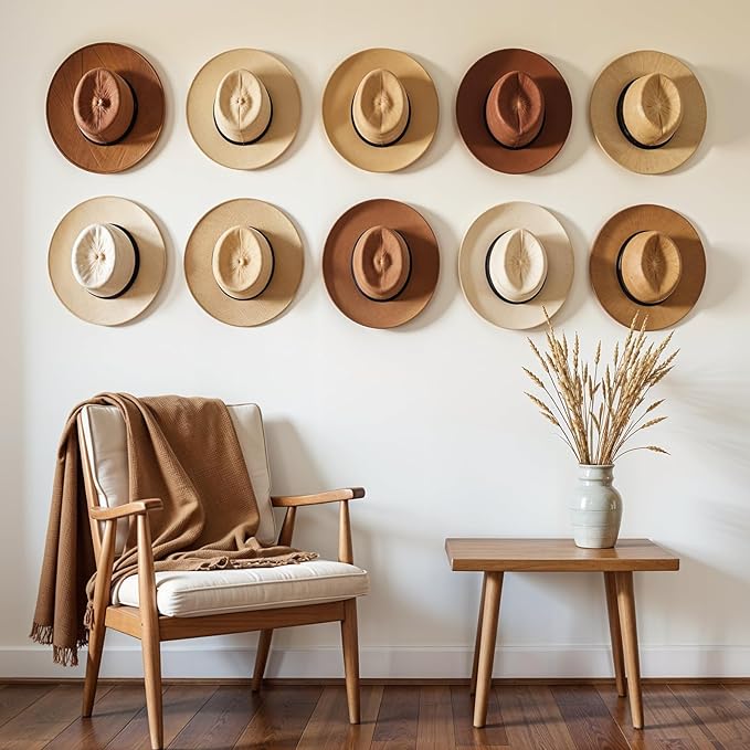 Dntorx 2.9 Inch Hat Hooks for Wall, 8 Pack Cowboy Hat Holder Wide Brimmed Hat Rack Organizer Strong Adhesive Cowboy Hat Hangers Storage Wall Mount for Cowboy, Sun Hats, Baseball Caps (Clear)