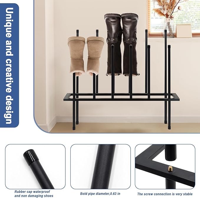 Boot Rack Shoe Cabinet Metal Shoe Rack for Closet Shoe Organizer for Closet for 6 Pairs Free Standing Shoe Racks Shoe Cabinet Storage for Entryway Bedroom, Patio Outdoor, Hallway large Boot Tray
