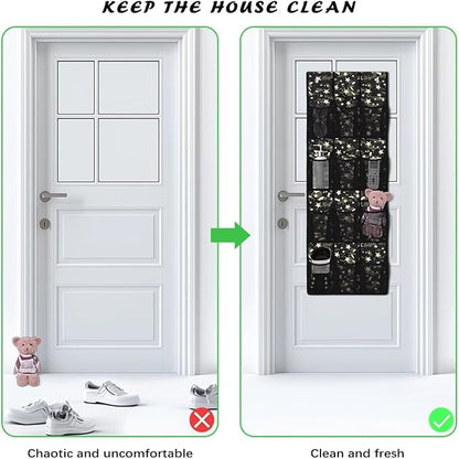 Camouflage Star Over the Door Shoe Organizer 12 Large Mesh Pockets Hanging Shoe Rack for Closet Foldable Shoe Organizer Door Hanger
