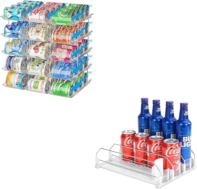 Stackable 5 Tiers Can Organizer Pantry and Automatic Soda Can Organizer for Refrigerator Can Dispenser