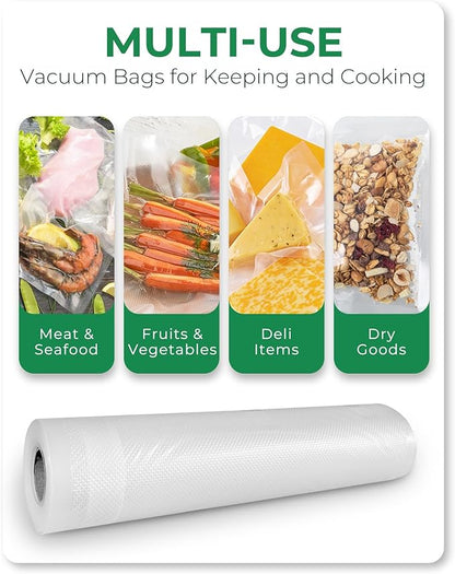 EconoHome Heavy Duty Vacuum Seal Bags 8 Pack (4 Rolls 11"x20', 4 Rolls 8"x20') – Commercial-Grade Airtight & Leakproof Vacuum Sealer Bags for Food, Sous Vide, Meal Prep, Processing & Dry Aging Meat
