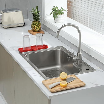 MicoYang Silicone Bathroom Soap Dishes with Drain Spout-Bathroom and Kitchen Sink Organizer,Sponge Holder,Dish Soap Tray,Perfect for Dispenser,Scrubber,Bottle,Cup on Sink or Counter-Red 12"×4"