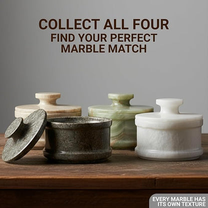 Marble Salt Cellar with Lid 3.5" Inch Verona Salt Box, Seasoning Container & Spice Jars, Stone Salt Holder for Counter, Spice Jar, Verona