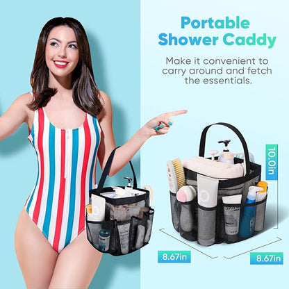 EUDELE Mesh Shower Caddy Portable for College Dorm Room Essentials, Shower Caddy Dorm with 8-Pocket Large Capacity for Beach, Swimming, Gym, Travel essentials