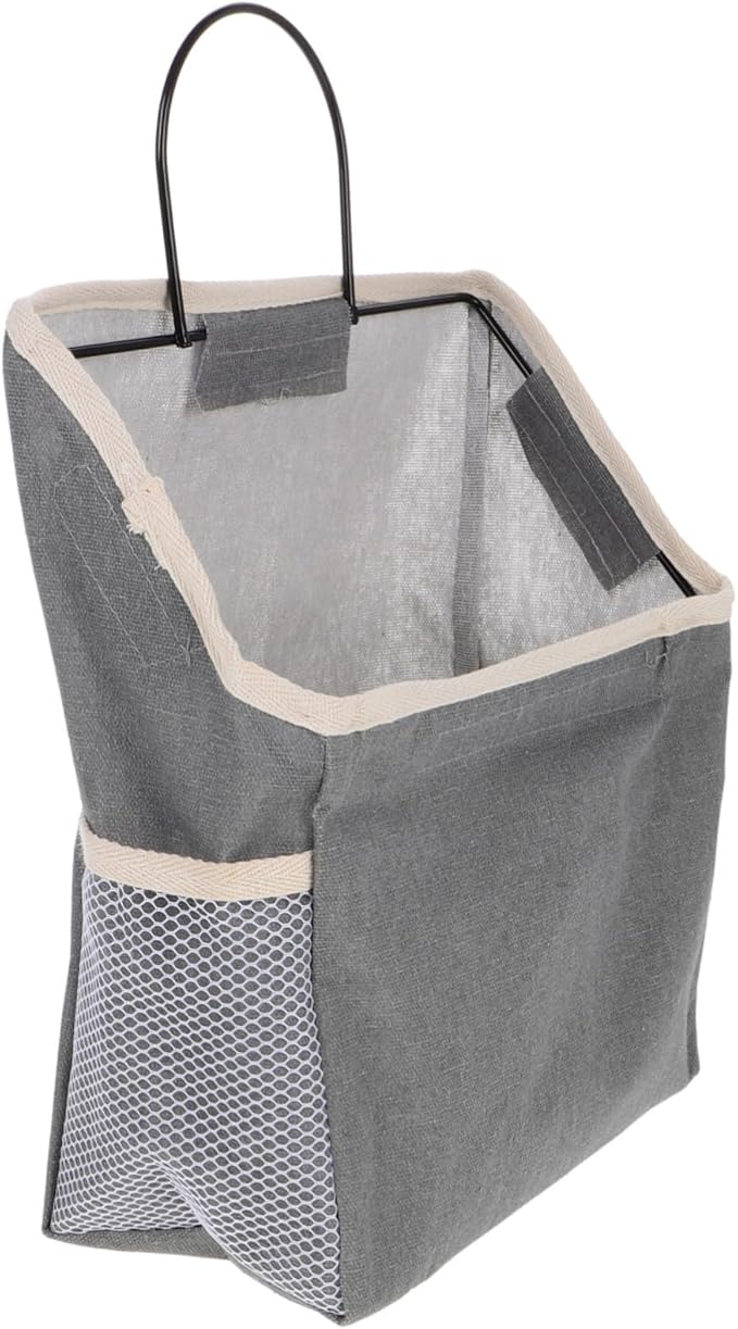 Hemobllo Large Grey Fabric Door Storage Bag Wall Mounted Organizer for Household Items Practical Hanging Magazine and Accessory Organizer Space Saving Tidy Up