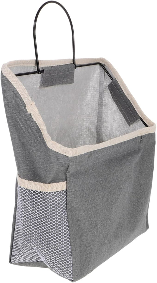 Hemobllo Large Grey Fabric Door Storage Bag Wall Mounted Organizer for Household Items Practical Hanging Magazine and Accessory Organizer Space Saving Tidy Up