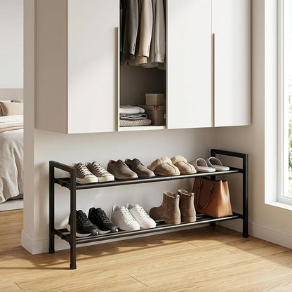 jessie 2-Tier Expandable Shoe Rack, Heavy Duty Metal Freestanding Shoe Shelf Storage Organizer for Entryway Closet Doorway (2 layer)