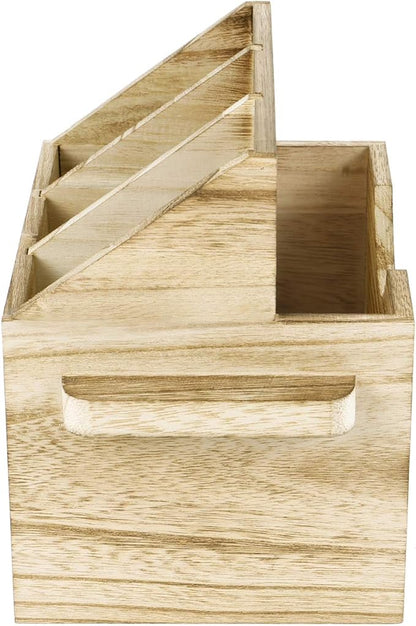Ikee Design Rustic Elegant Wooden Flatware Organizer Caddy, Oak Color, 7'W x 5.5'D x 6.63'H